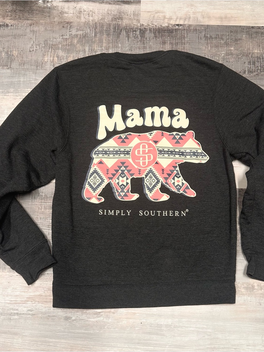Simply Southern Blue and Pink Mama Bear Crewneck Sweatshirt Women’s Small